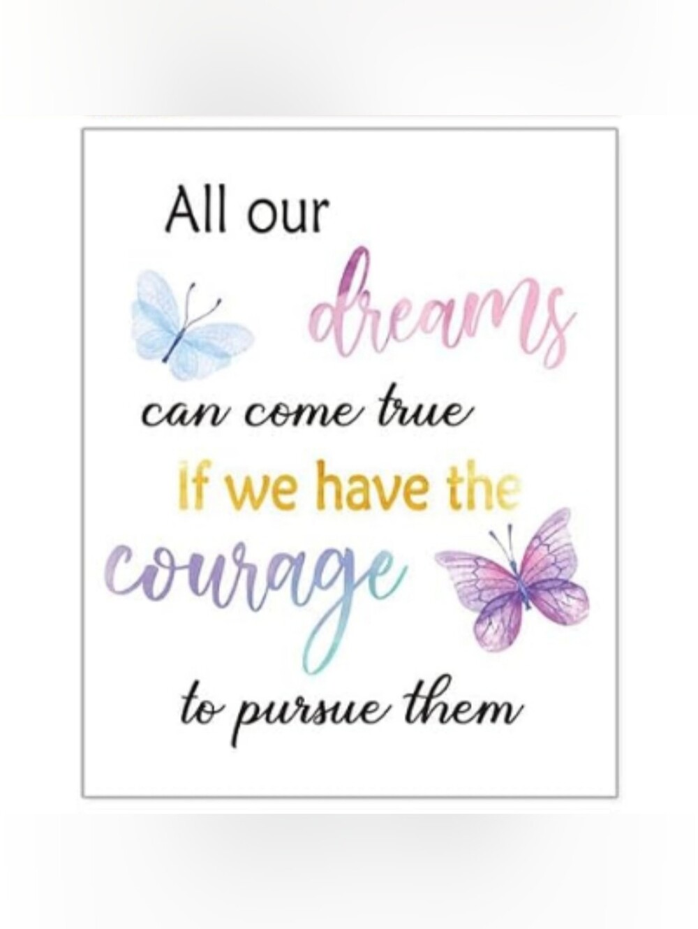 🚨5/$25 "Dreams" Inspirational Butterfly Quote Wall Art  8" x 10"